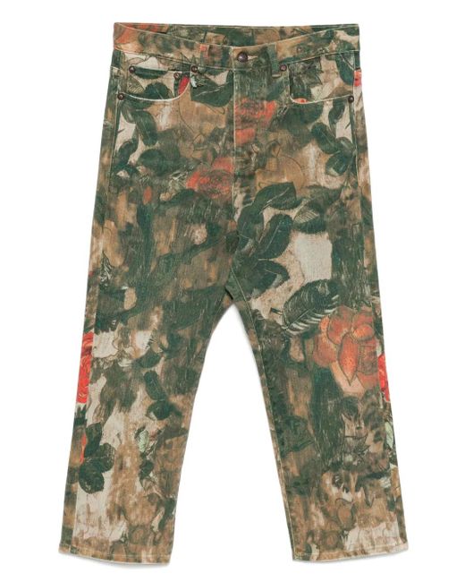R13 Green Floral-Print Jeans