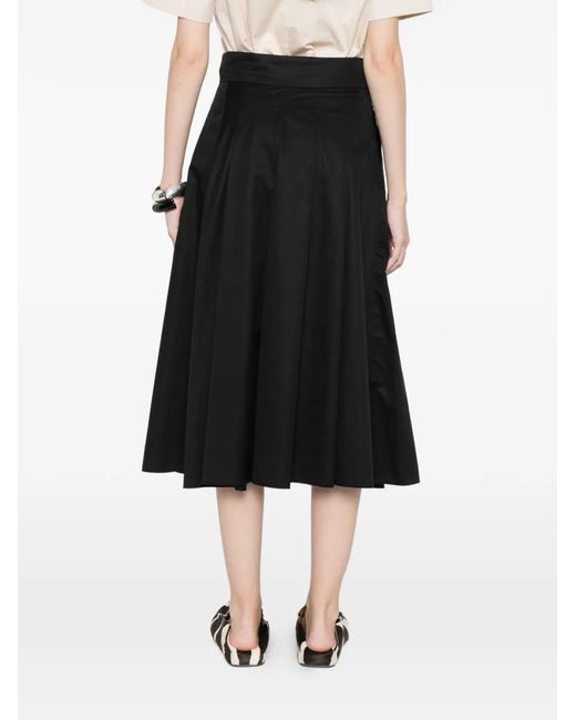 Susanne Bommer Black Pleated Midi Skirt