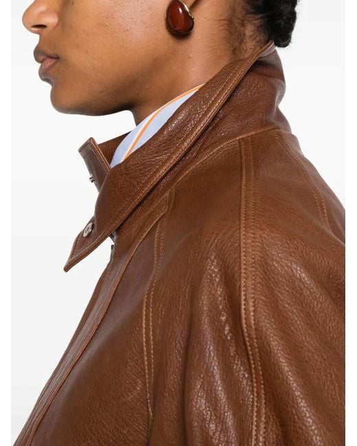 Nour Hammour Brown Ariste Leather Jacket