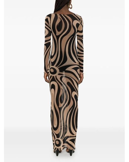 Emilio Pucci Natural Marmo Printed Maxi Dress