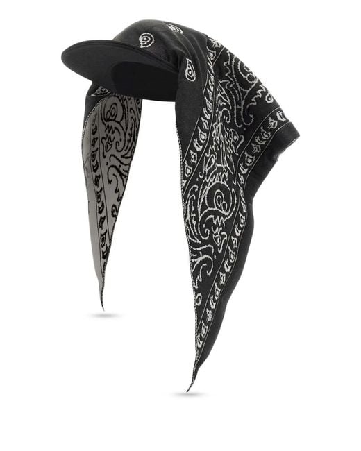PDF Black Panelled Bandana Cap for men