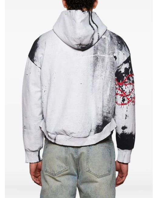 Warren Lotas White Zip-Up Hoodie for men