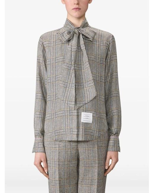 Thom Browne Gray Houndstooth-Check Bow-Tie Shirt