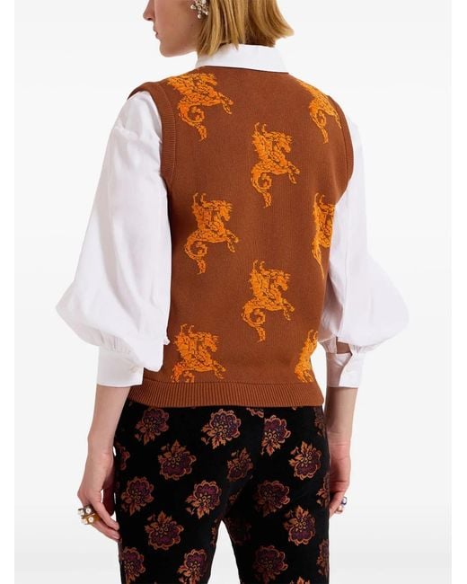 LaDoubleJ Orange Ribbed Flocked Knit Vest