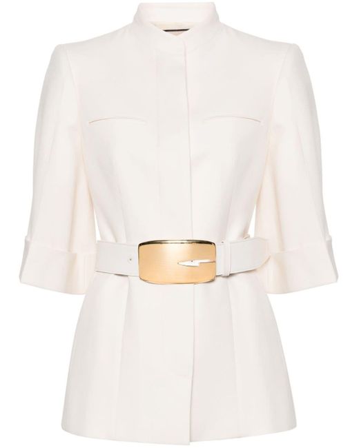 Gucci White Silk-blend Fitted Jacket
