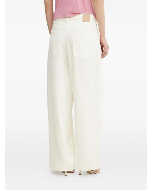 Boss White Pleated Wide-Leg Jeans