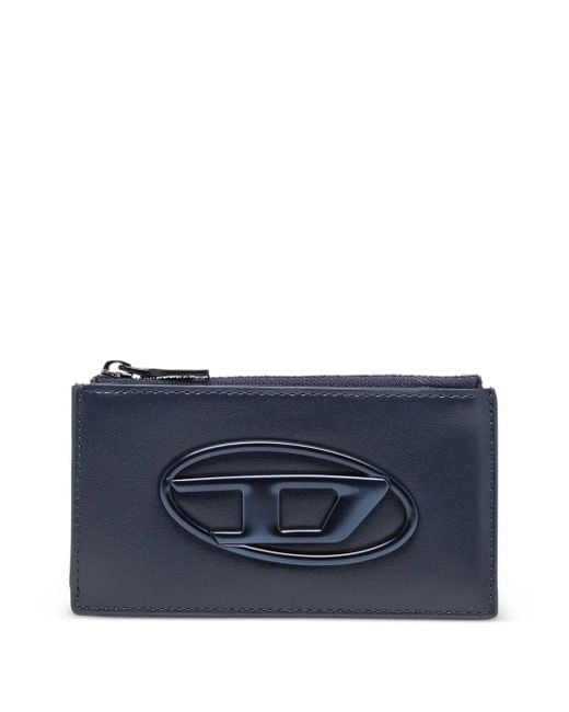DIESEL Blue 1Dr Logo-Plaque Cardholder for men