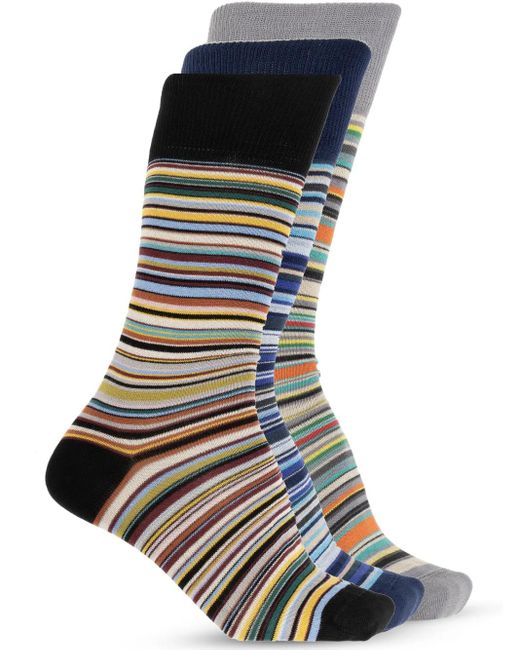 Paul Smith Black Striped Three-Pair Socks Set for men