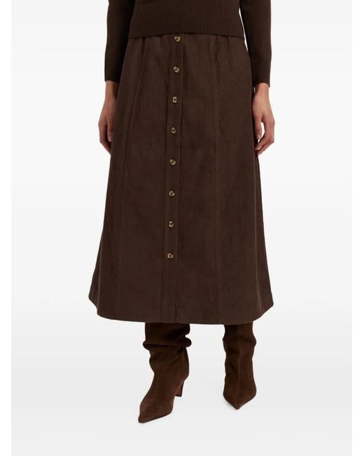Chinti & Parker Brown Midi Button-Down A-Line Skirt