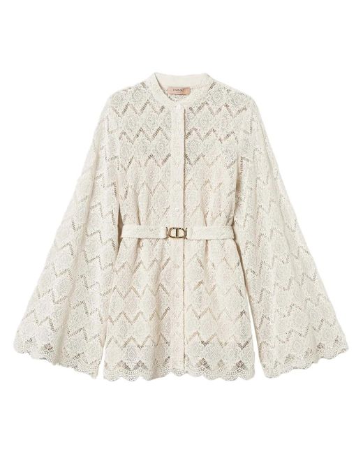 Twinset White Makramee-Hemd