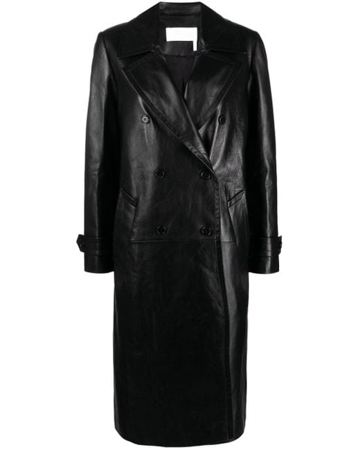 Chloé Black Double-breasted Nappa Leather Coat - Women's - Lamb Skin/silk