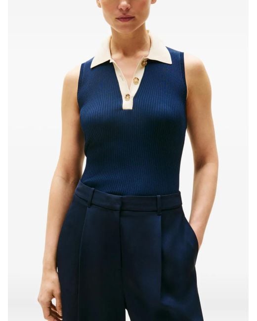 Tommy Hilfiger Blue Geripptes Polo-Oberteil