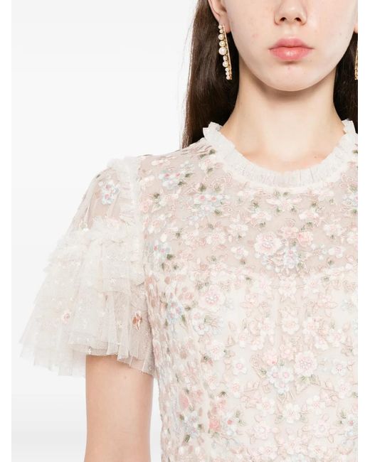 Needle & Thread White Floral Waltz Ankle Gown