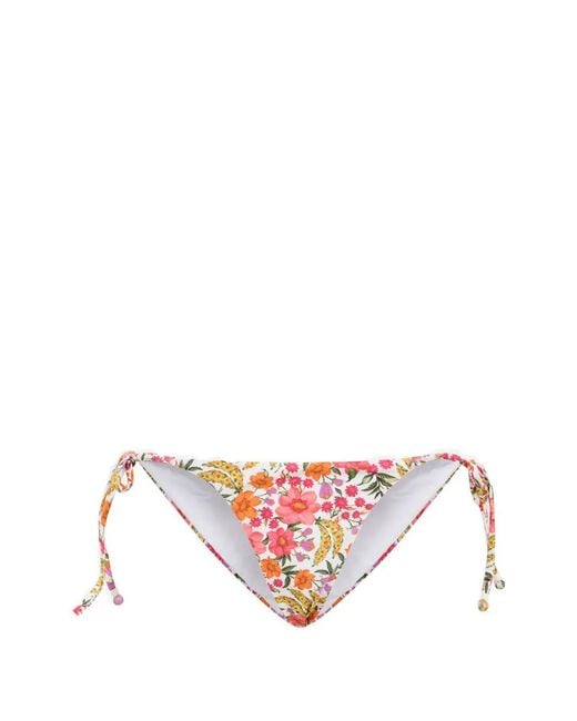 Farm Rio Pink Banana Flowers Side-Tie Bikini Bottoms