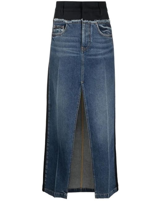 Stella McCartney Blue Panelled Denim Maxi Skirt