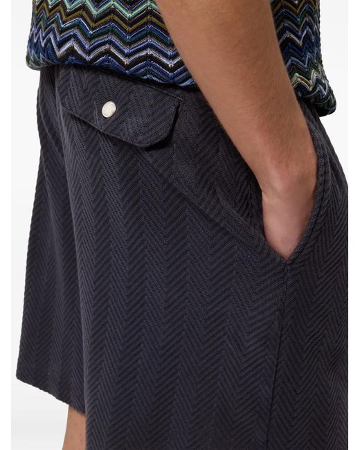 Missoni Blue Zigzag-Pattern Elasticated-Waist Shorts for men