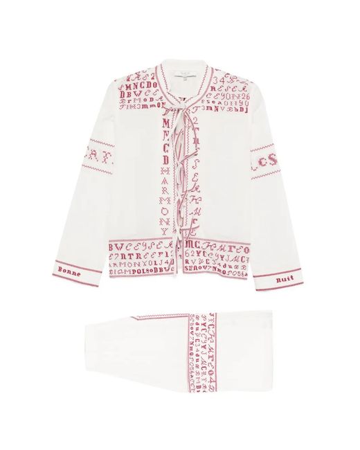 Sea White Embroidery Pyjama Set