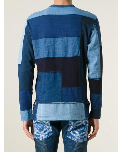 Patchwork sweater Junya Watanabe de hombre de color Blue