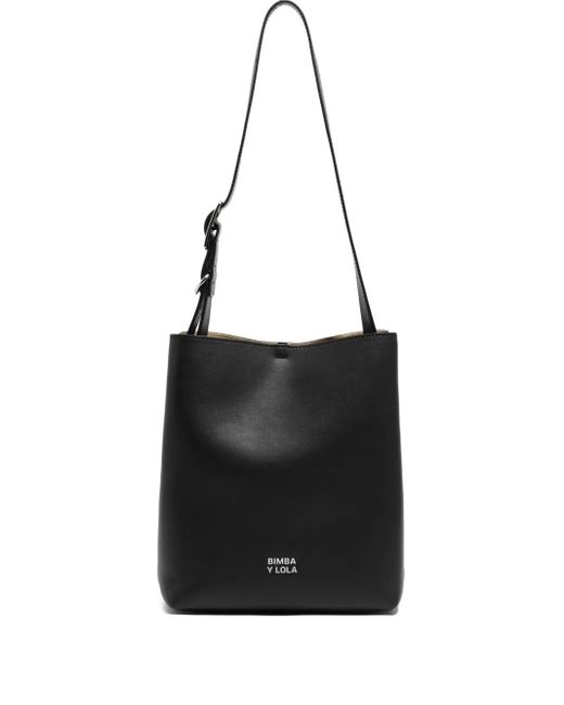 Bimba Y Lola Black Medium Carlino Leather Shoulder Bag