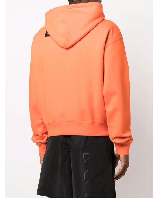 Off-White c/o Virgil Abloh Orange Logo-Print Drawstring Cotton Hoodie for men
