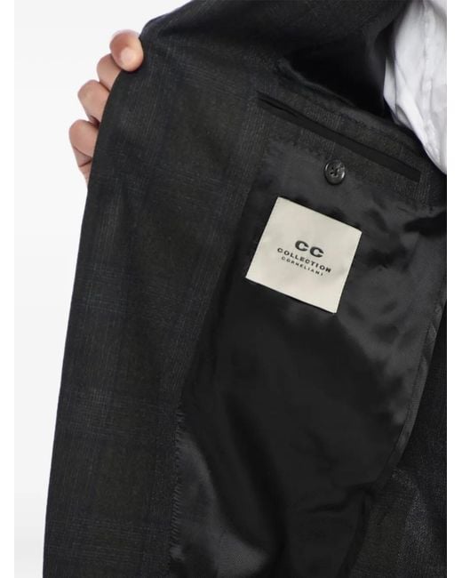 Corneliani Black Cc Collection Checked Single-Breasted Blazer for men