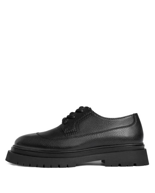 Manière De Voir Black Rennes Pebbled-Leather Derby Shoes for men