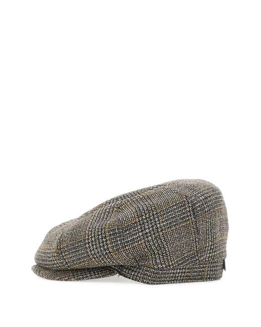 Borsalino Gray Houndstooth Wool Beret