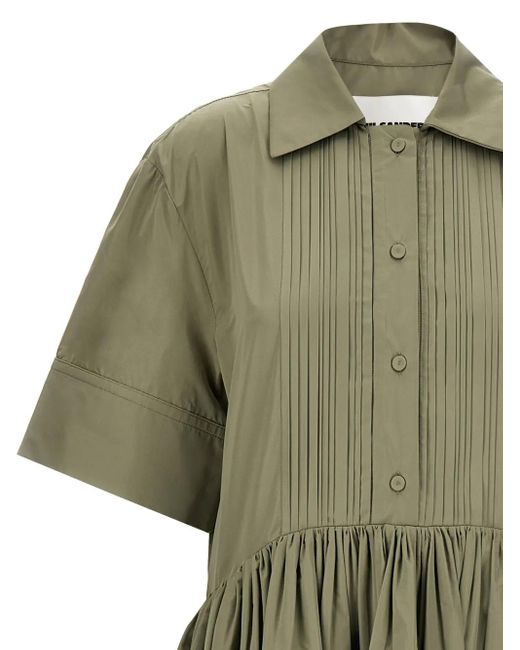 Jil Sander Green Button Front Blouse Dress