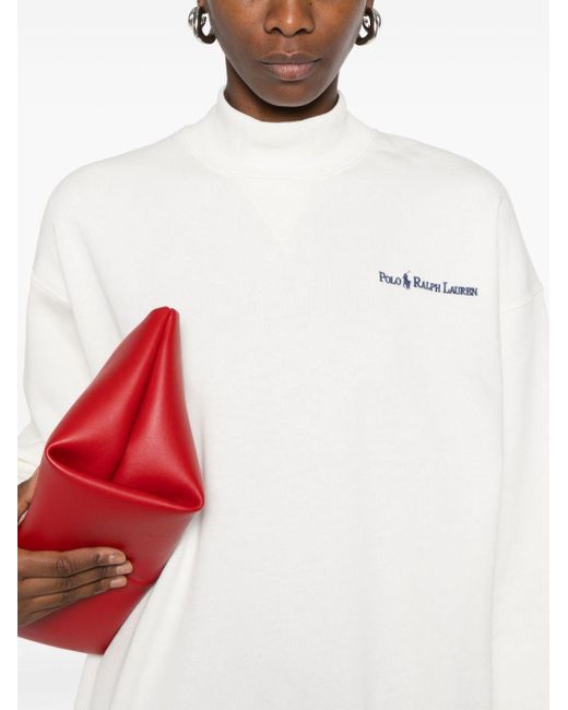 Polo Ralph Lauren White Logo Mock-Neck Sweatshirt