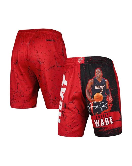 Mitchell & Ness Red Dwyane Wade Miami Heat Hardwood Classics Shorts for men