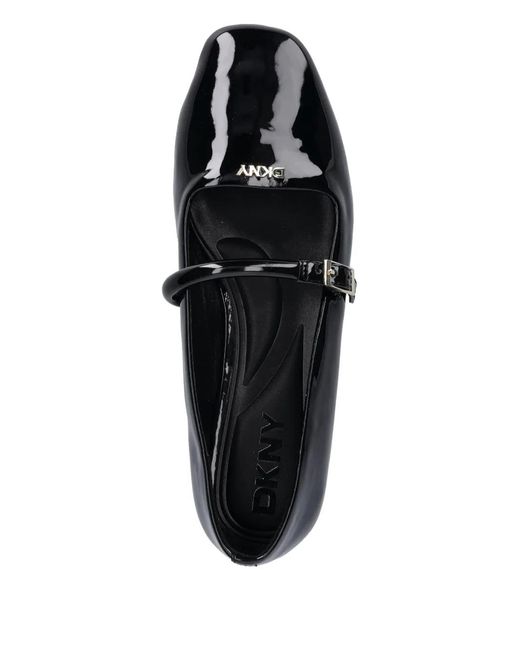 DKNY Black Buckle-Strap Ballet Flats
