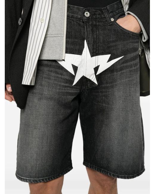 A Bathing Ape Black Star-Print Shorts for men
