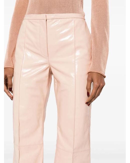 Philosophy Di Lorenzo Serafini Pink High-Shine Finish Wide-Leg Trousers