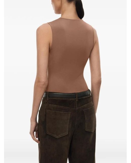 12 STOREEZ Brown Kim Crew-Neck Tank Top