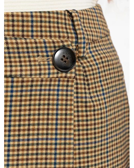 Gestuz Green Check-Pattern Wrap Skirt