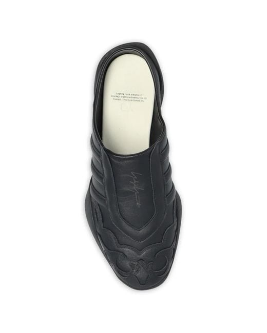 Y-3 Black Regu Embroidered Leather Mules