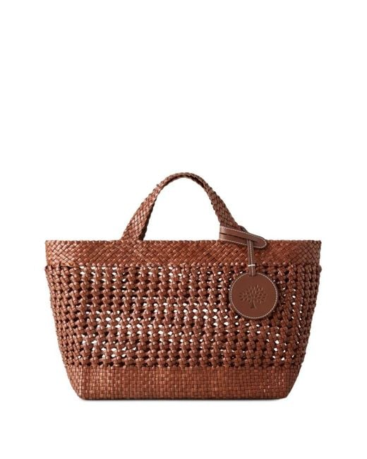 Mulberry Brown Small Tag-Detail Tote Bag