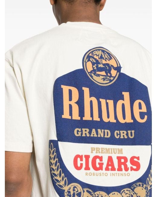 Rhude White Cream Cotton T-shirt for men