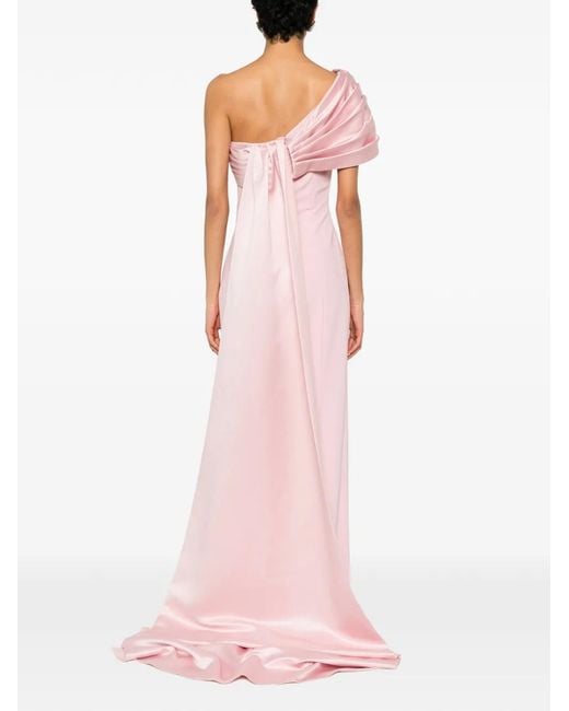 Jean Louis Sabaji Pink Bow-Detail Crepe Gown