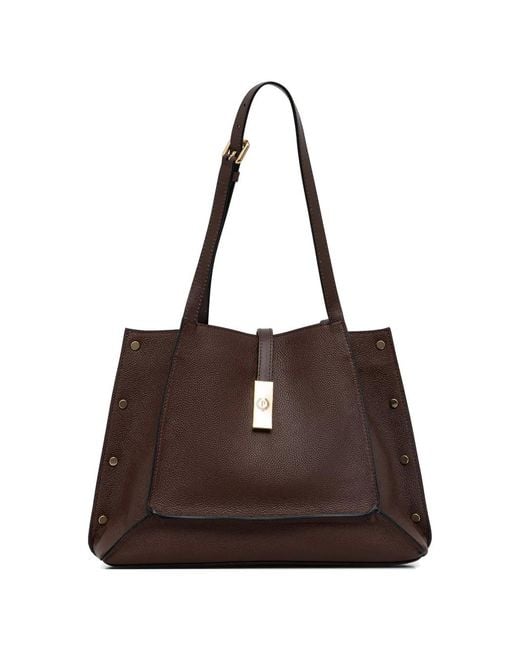 Borsa Tote Con Borchie di Pollini in Brown