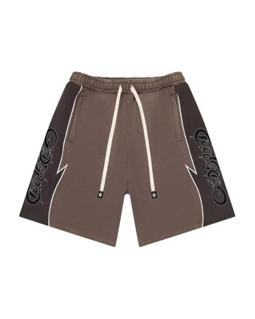 Godspeed Brown Halftime Drawstring Graphic Track Shorts for men
