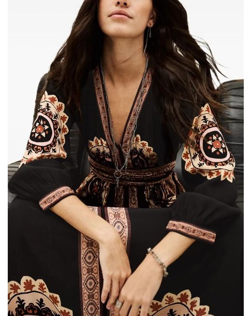 Ba&sh Black Robe Imprimée Vera À Col V
