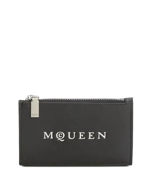 Tarjetero con logo en relieve Alexander McQueen de hombre de color Black