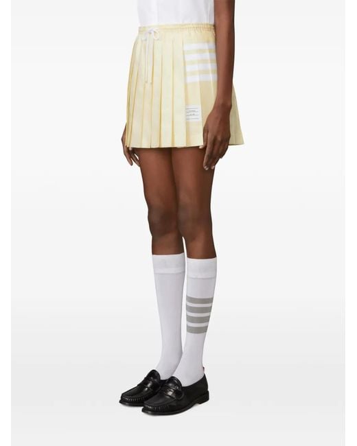 Thom Browne Natural 4-Bar Drawstring Pleated Mini Skirt
