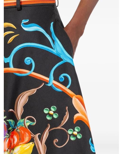 Moschino White Baroque-Print Midi Skirt