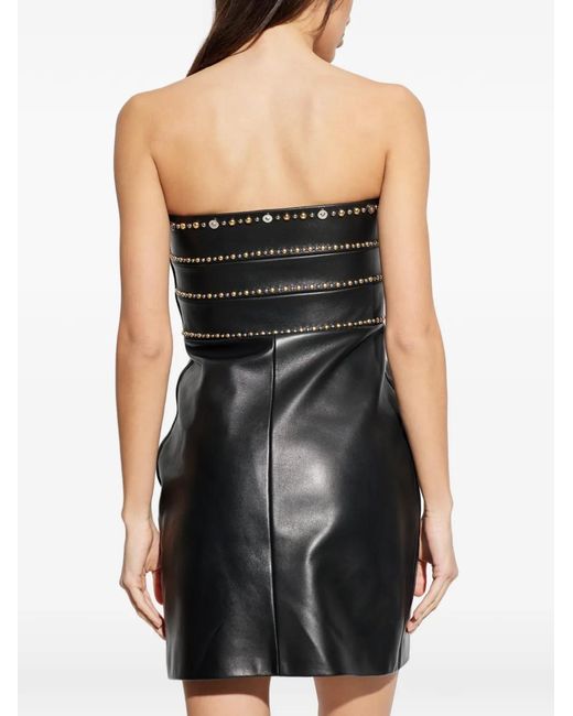 Versace Kleedjes ,Zwart ,Leer Leren Off-Shoulder Jurk in het Black