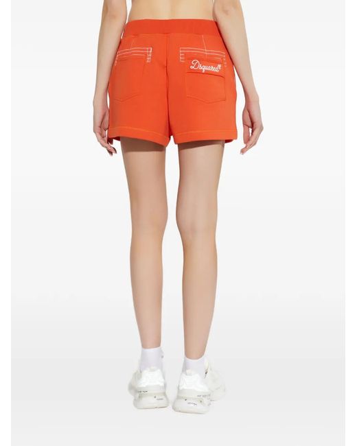 DSquared² Red Logo Patch Mini Shorts