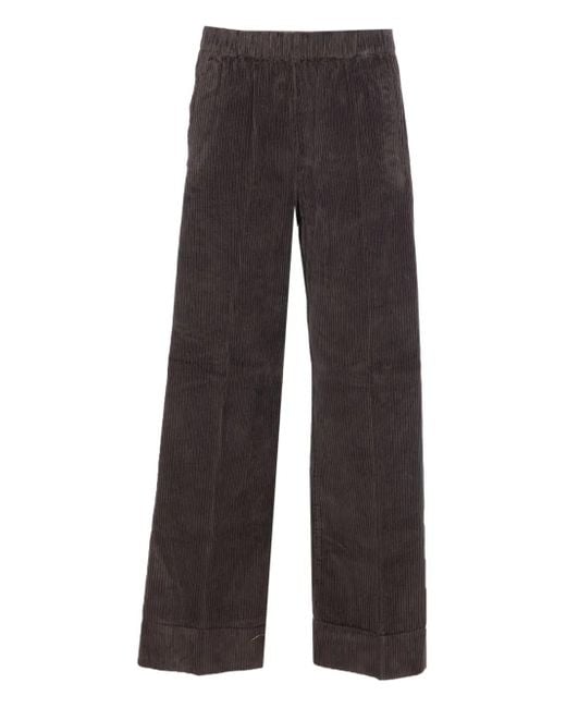 TRUE AVENUE Gray Elasticated-Waist Corduroy Trousers