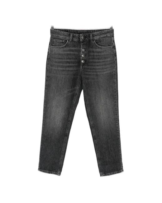Dondup Gray Koons Button-Fly Cropped Jeans