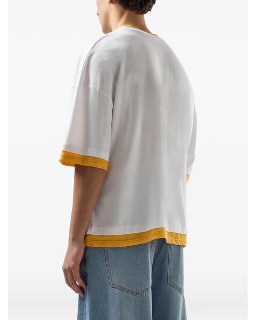 Gcds White Graphic Crew-Neck T-Shirt for men